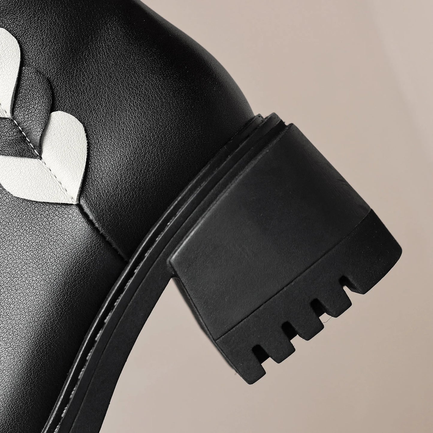 2026 Full Grain Leather , Square Toe , Thick High Heels Retro Fashion  Handmade Bowtie  - with Hearts  - Ghoddosh