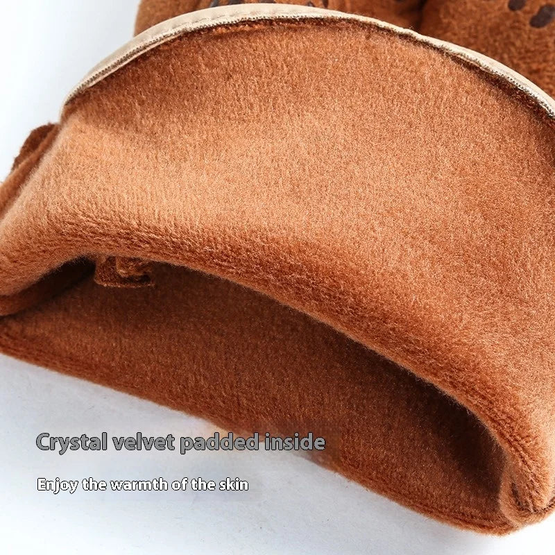 Men’s Insulated Riding Gloves — Thick Fleece Lining, Suede Anti-Slip Palm & Touchscreen Function - Ghoddosh