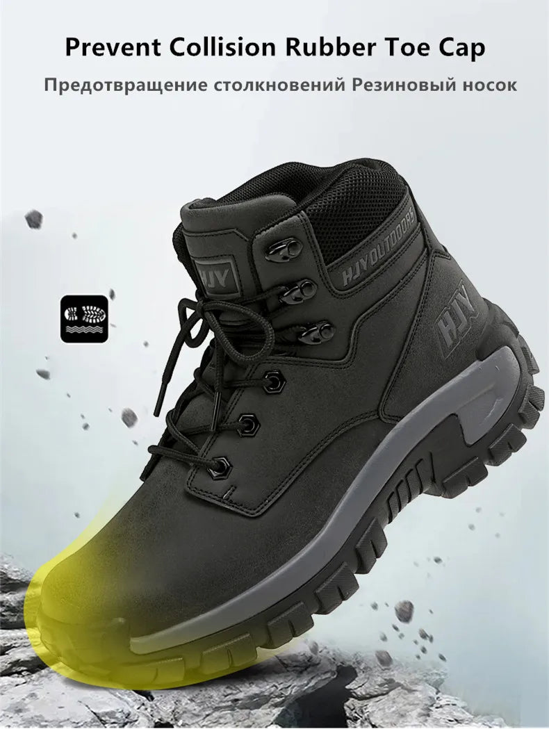 Top Leather Men's  Breathable  Boots , Outdoor Men Non-slip  Ankle Boots - Ghoddosh