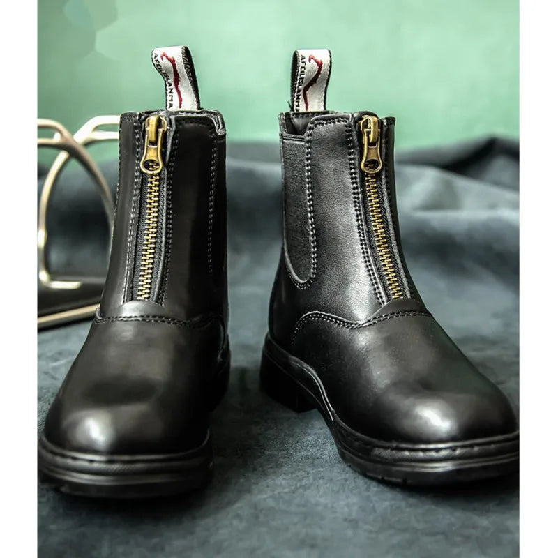 Equestrian Half Boots Riding Shoes / Cowhide Thick Wear-resistant Riding Boots