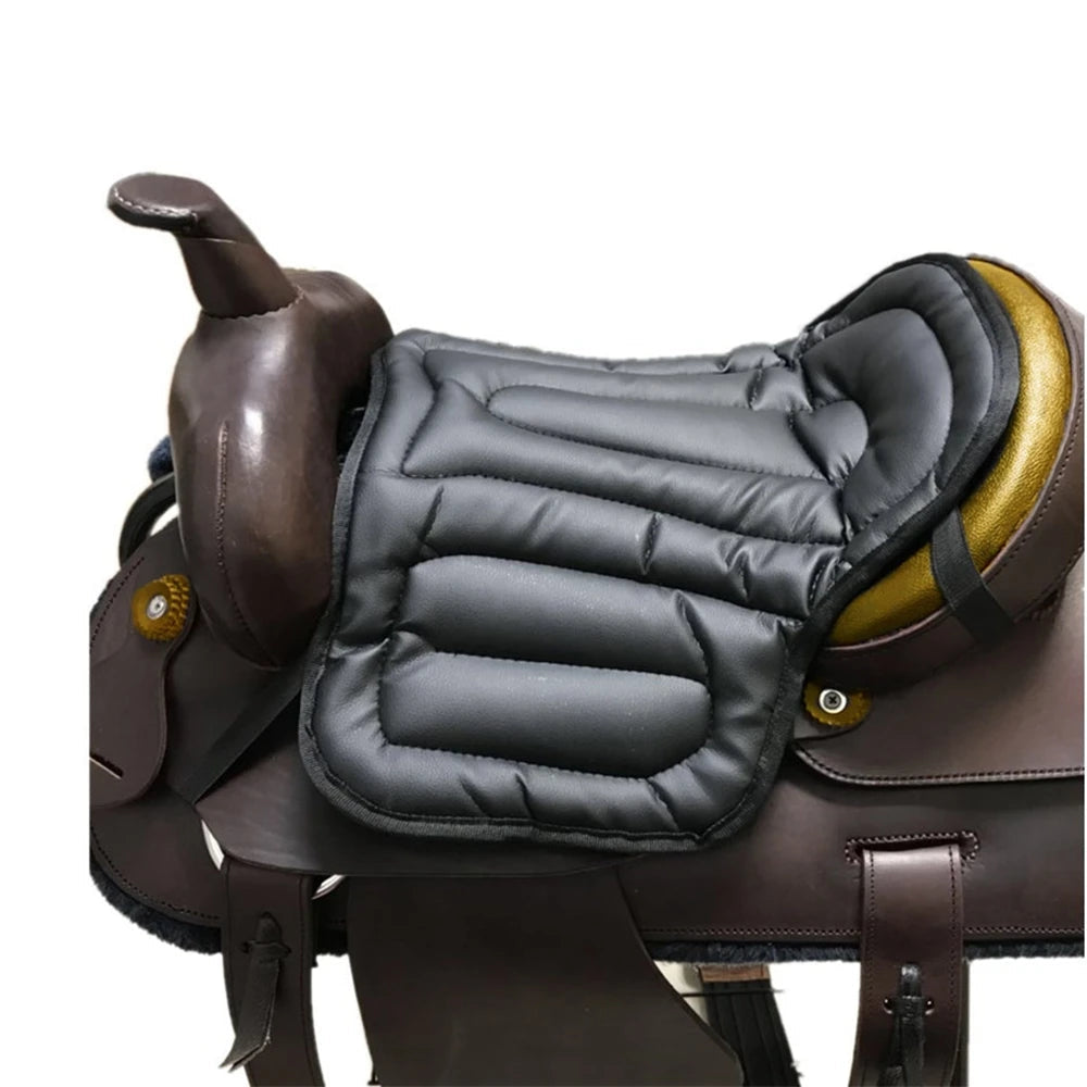 Horse Riding Saddle leather Pad , Shock absorbent , Soft Seat Western Long Saddle .