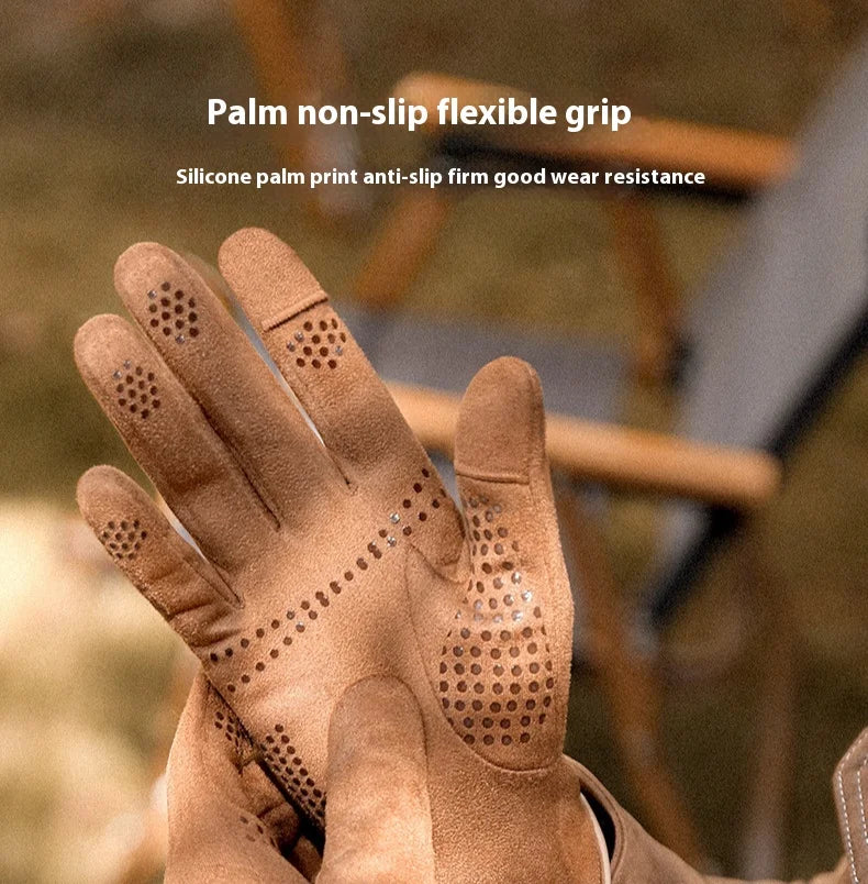 Men’s Insulated Riding Gloves — Thick Fleece Lining, Suede Anti-Slip Palm & Touchscreen Function - Ghoddosh