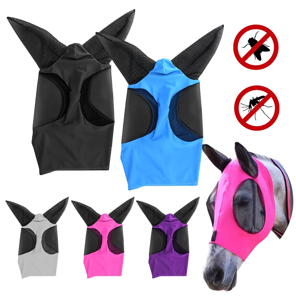 Anti Fly , Breathable Stretchy Knitted Mesh Mask with Ear Protection