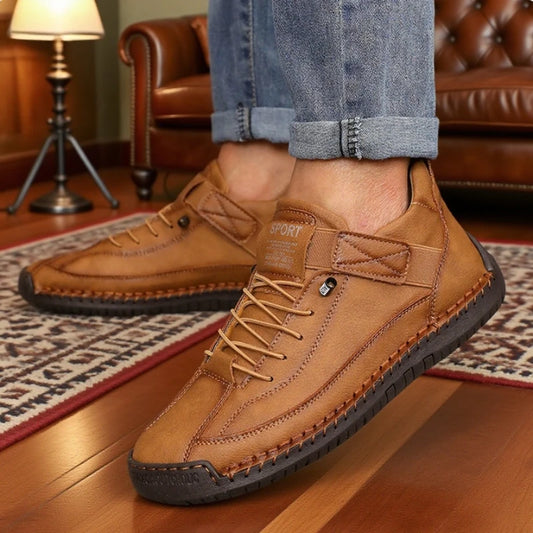 Men British Style Ankle Boots . Retro , Anti Slip , Leather Loafers , Handmade , Casual Soft Soled Shoes for Men - Ghoddosh