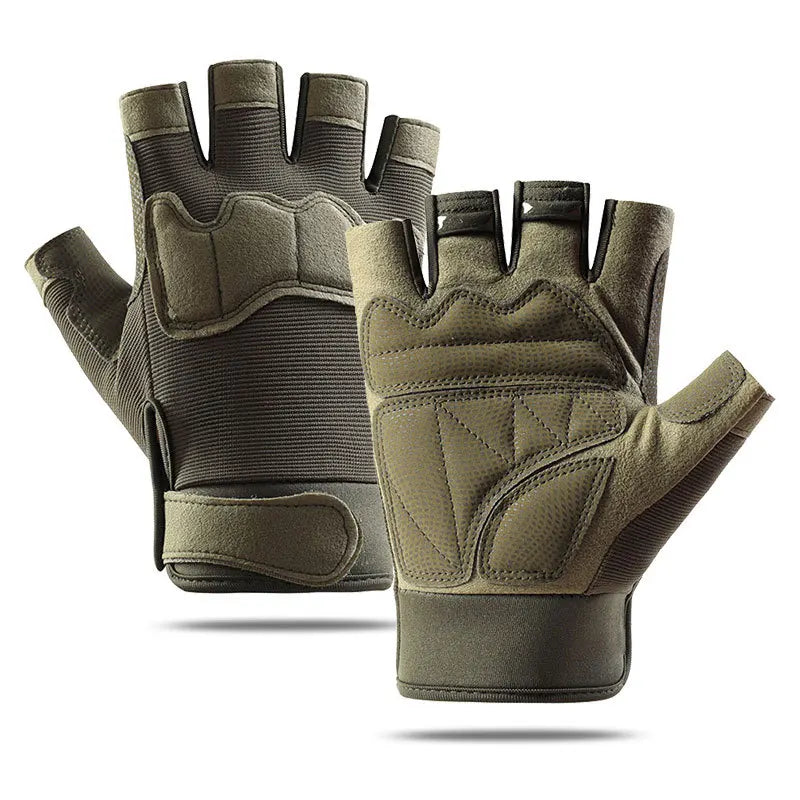 Tactical Half-Finger Gloves – Non-Slip, EVA Padded, Velcro Closure Outdoor Gloves for Men & Women