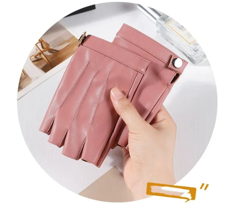 Men Women PU Leather Fingerless Gloves Half Finger Outdoor Tactical Leather Gloves . Ghoddosh