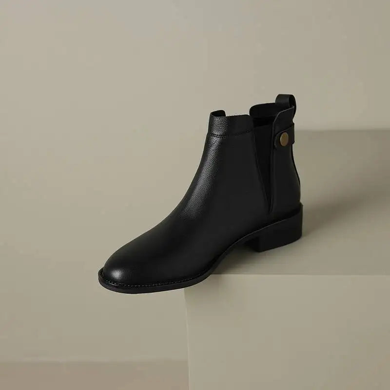 Men’s Genuine Leather Chelsea Ankle Boots — Durable Round-Toe, Elastic Gusset,- Ghoddosh
