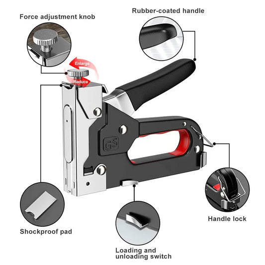 Heavy Duty 4-in-1 Staple Gun for Upholstery, DIY & Carpentry – Manual Nail Gun with 800 Staples @ ghoddosh.com