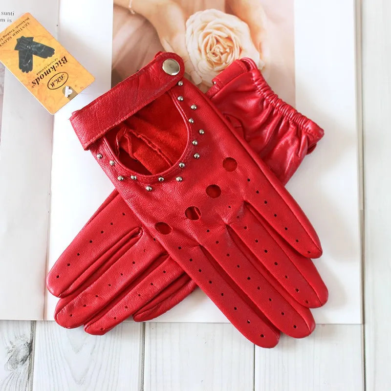 Equestrian Summer  Women's  Leather Gloves / Unlined Fashion Hollow Out Style . Ghoddosh