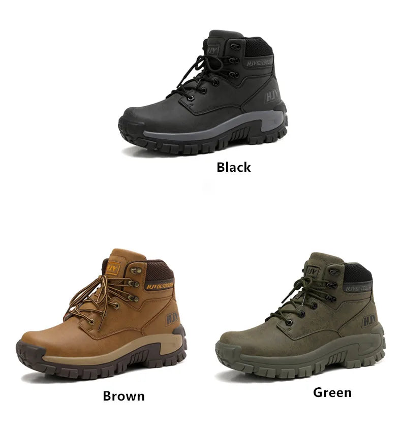 Top Leather Men's  Breathable  Boots , Outdoor Men Non-slip  Ankle Boots - Ghoddosh