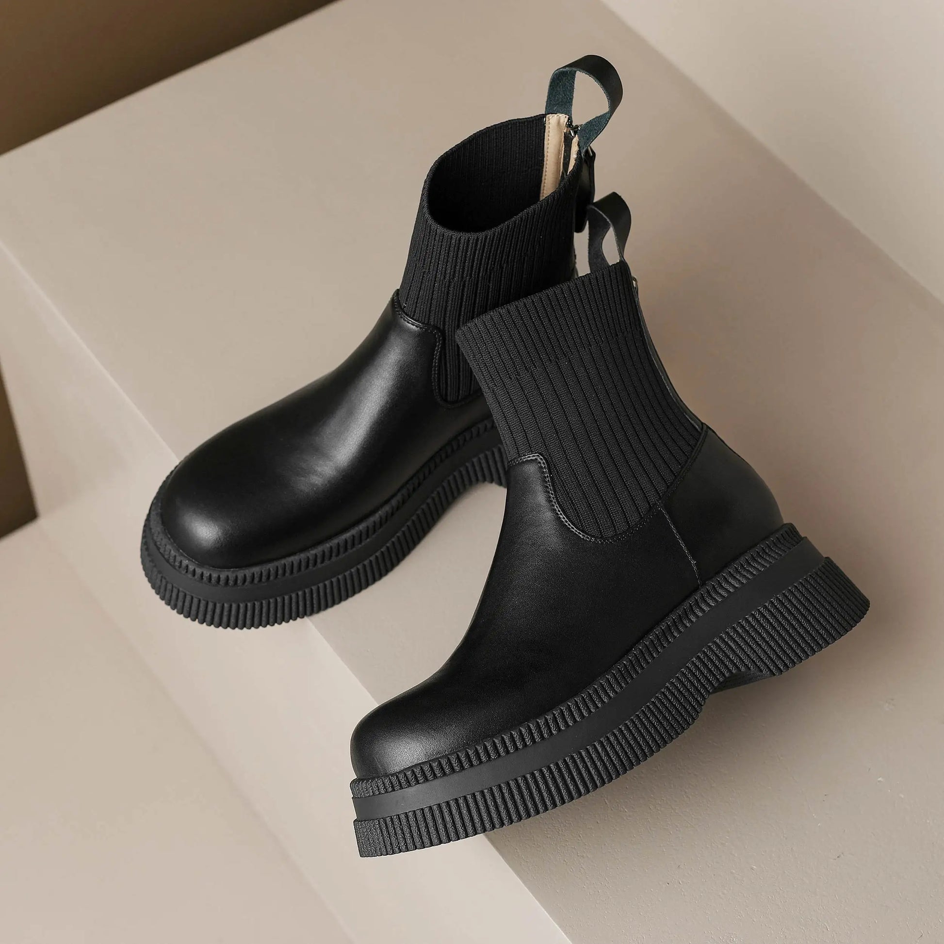 Casual Round-Toe Slip-On Ankle Boots - Ghoddosh