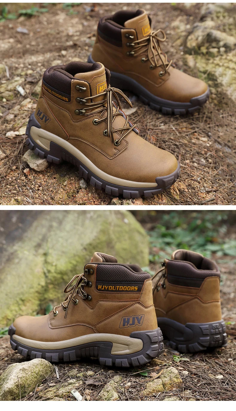 Top Leather Men's  Breathable  Boots , Outdoor Men Non-slip  Ankle Boots - Ghoddosh
