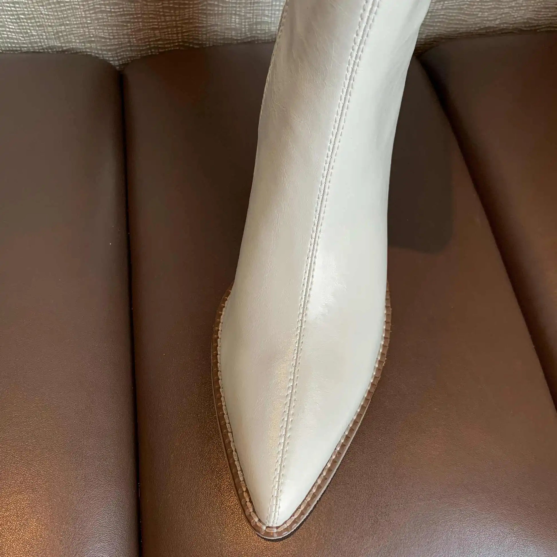 New Arrival Chic Cow Leather  Pointed Toe Riding Boots - Ghoddosh