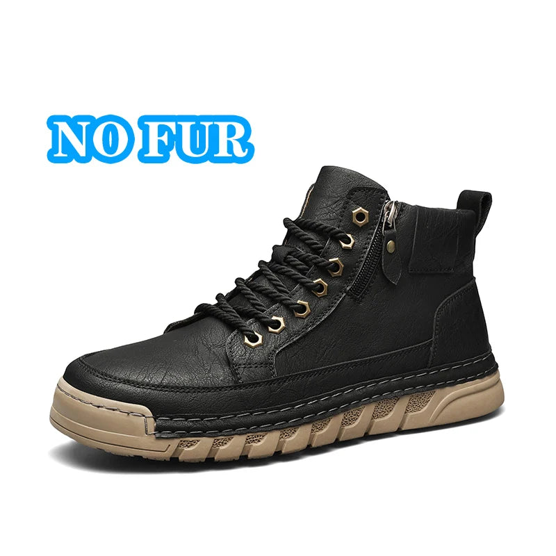 Men's Premium Leather Ankle Boots. Comfortable , Non Slip Footwear - Ghoddosh
