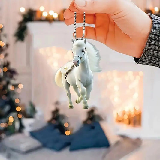 2d Acrylic Christmas Pendant Flat White Horse @ ghoddosh.com