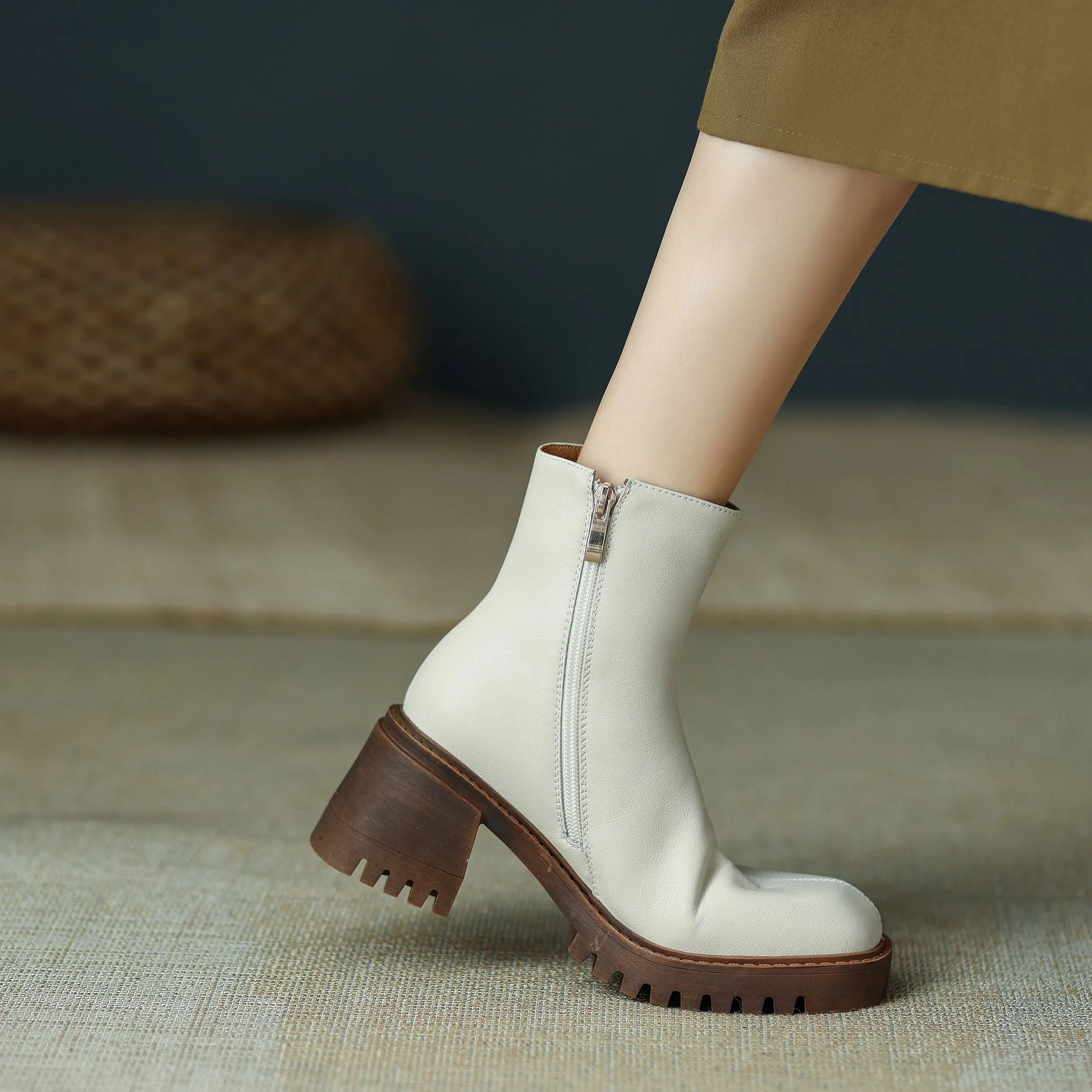 2026 Full Grain Leather , Square Toe , Thick High Heels Retro Fashion  Handmade Bowtie  - with Hearts  - Ghoddosh