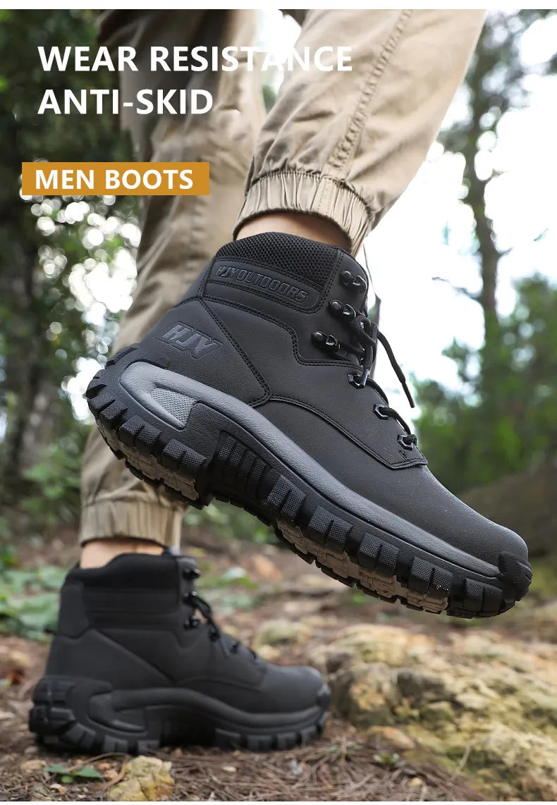 Top Leather Men's  Breathable  Boots , Outdoor Men Non-slip  Ankle Boots - Ghoddosh
