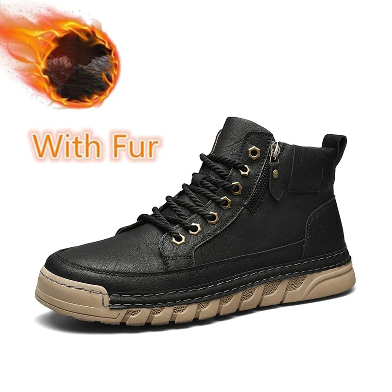 Men's Premium Leather Ankle Boots. Comfortable , Non Slip Footwear - Ghoddosh
