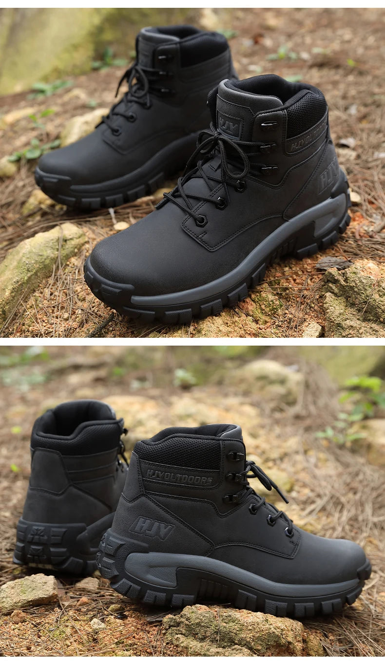 Top Leather Men's  Breathable  Boots , Outdoor Men Non-slip  Ankle Boots - Ghoddosh