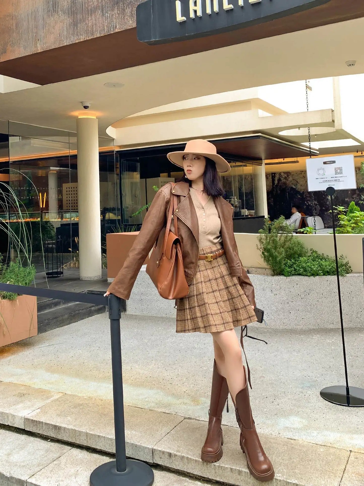 Handmade Full Grain Leather Round Toe Med Riding Heels / Long Boots Platform Deign Boots - Ghoddosh