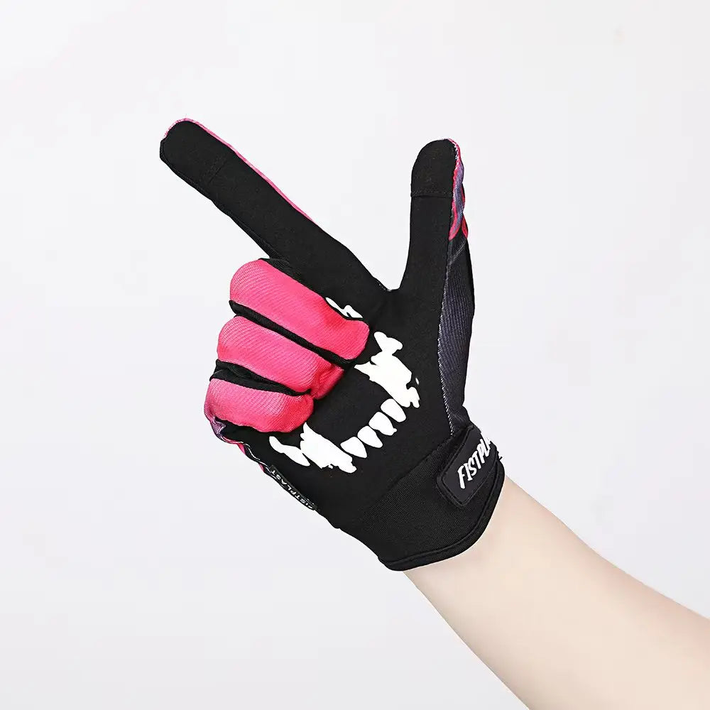 Kids Glitz Donut Wheel Gloves – Colorful Long-Finger Touchscreen Riding Gloves