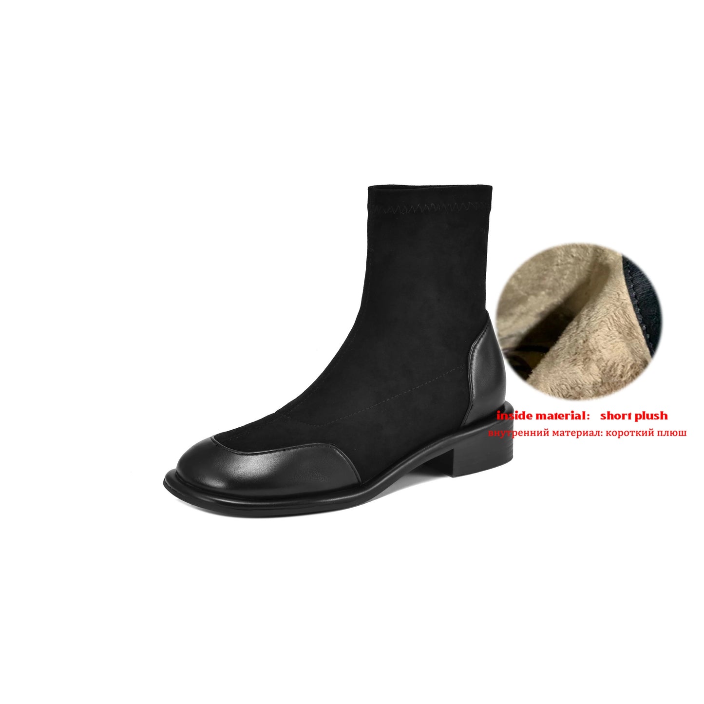 Microfiber Low Heels Modern Chelsea Motorcycle Boots Casual Winter Autumn Vintage Women Elastic Ankle Boots - Ghoddosh