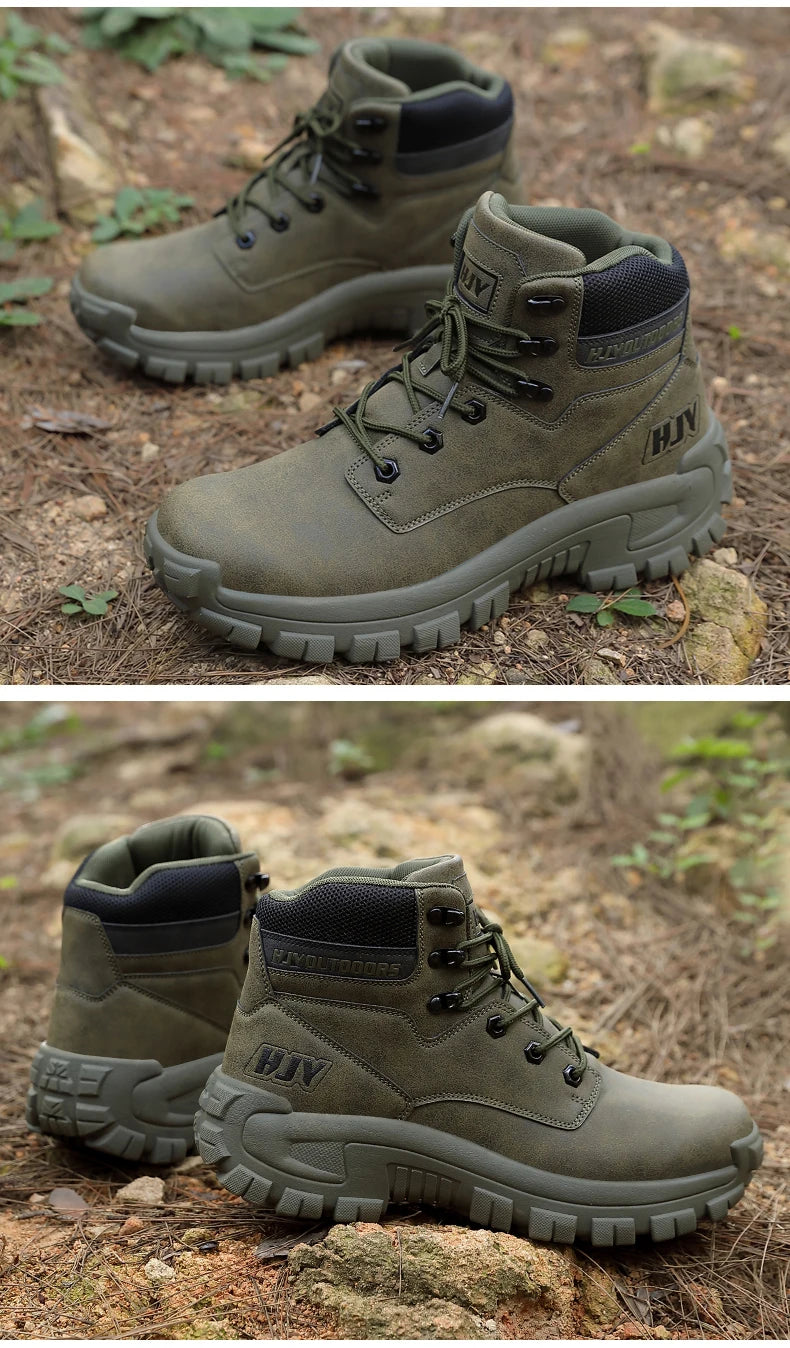 Top Leather Men's  Breathable  Boots , Outdoor Men Non-slip  Ankle Boots - Ghoddosh
