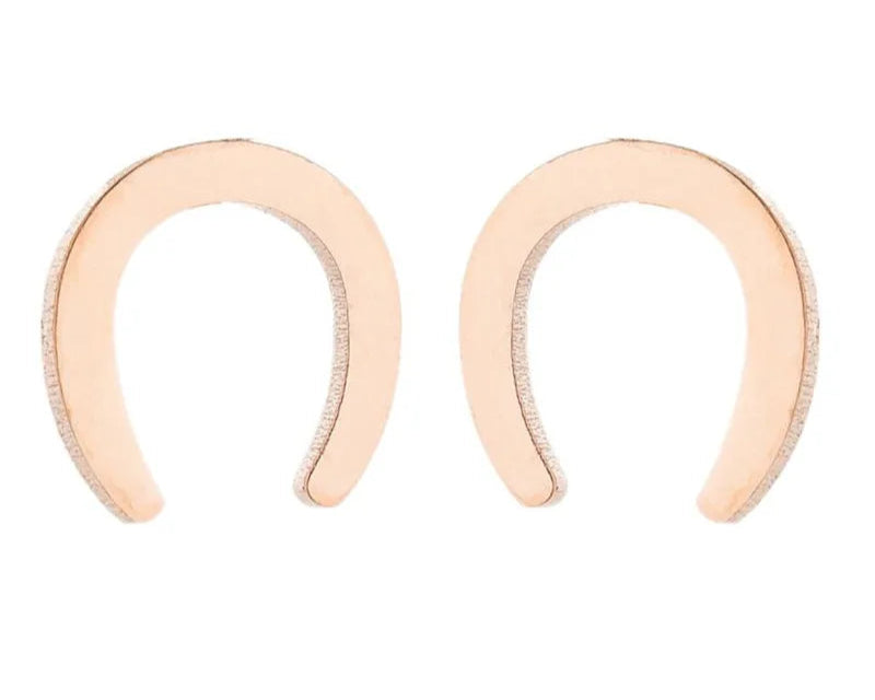 Stainless Steel Horse Shoe Shape Earrings Black Minimalist Horse Shoe Earing for Women - Ghoddosh
