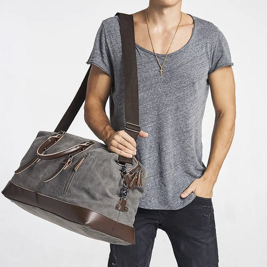 Men PU Leather Outdoor Luggage Bag Large Capacity Shoulder Equestrian bag . Ghoddosh