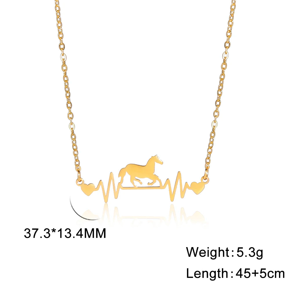 Geometric Stainless Steel Horse Lifeline Pendant @ ghoddosh.com