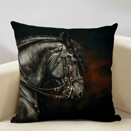 Horse Customized Cushion Cover  45x45cm Linen Pillow Case - Ghoddosh