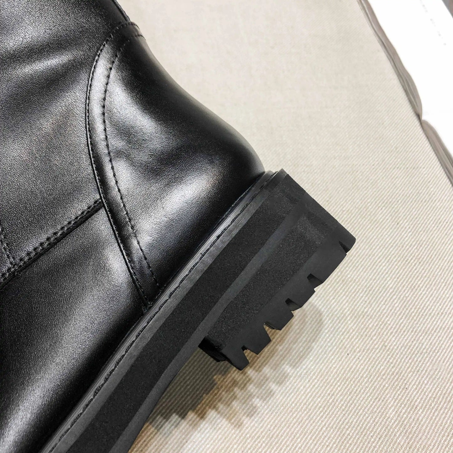 Genuine Leather Lace Up Med Heels  Round Toe Punk Superstar Riding  Over-the-knee Boots - Ghoddosh