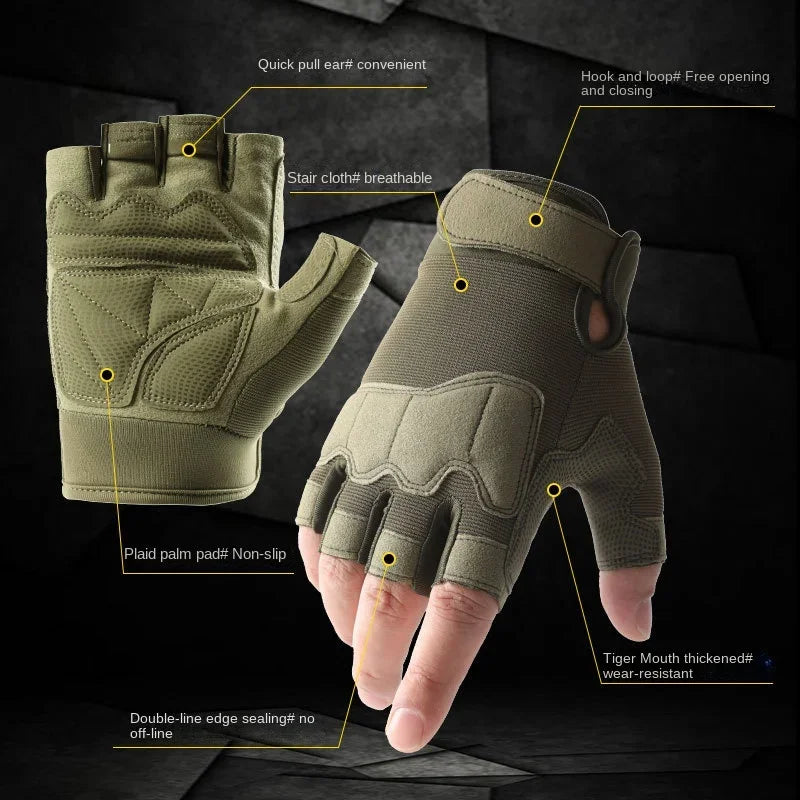 Half Finger Tactical Gloves for Men and Women ,  Breathable Riding Gloves