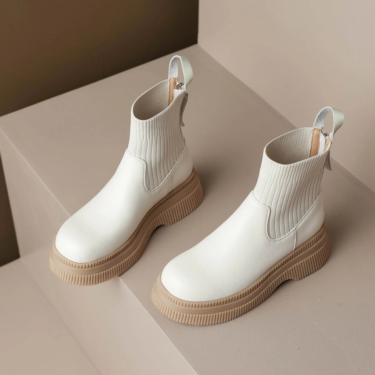 Casual Round-Toe Slip-On Ankle Boots - Ghoddosh