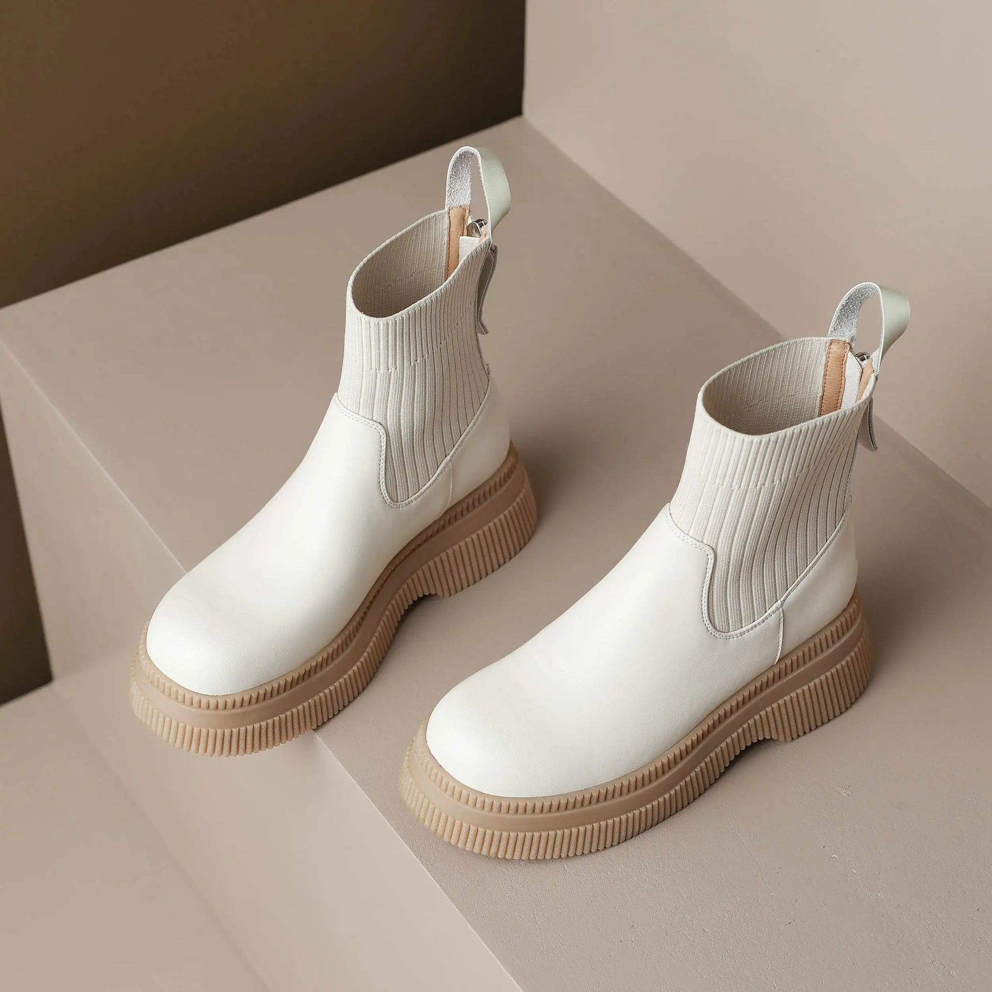 Casual Round-Toe Slip-On Ankle Boots - Ghoddosh