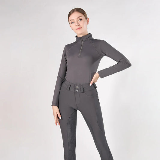 Western Zipper Horseback , Long Sleeve Equestrian Tops