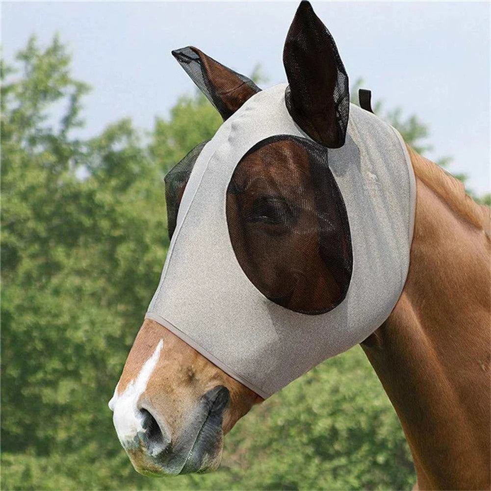 Anti Fly , Breathable Stretchy Knitted Mesh Mask with Ear Protection