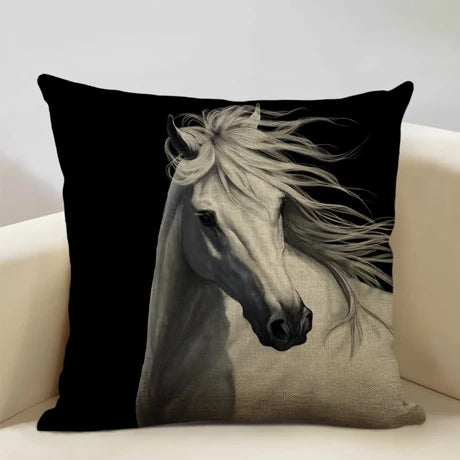 Horse Customized Cushion Cover  45x45cm Linen Pillow Case - Ghoddosh