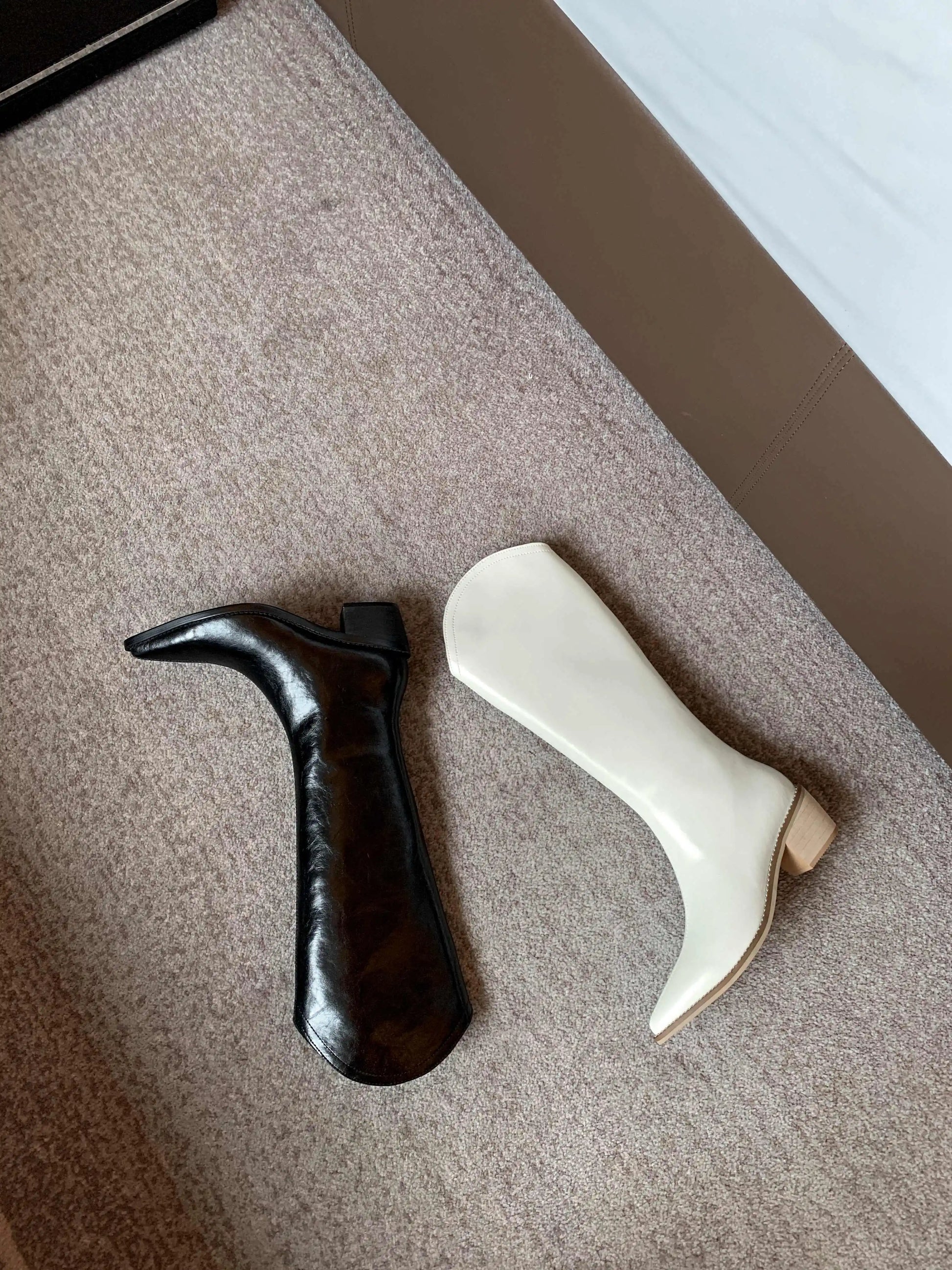 New Arrival Chic Cow Leather  Pointed Toe Riding Boots - Ghoddosh