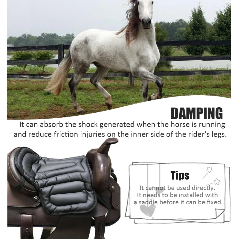 Horse Riding Saddle leather Pad , Shock absorbent , Soft Seat Western Long Saddle .