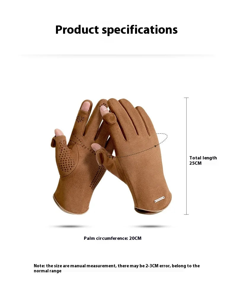 Men’s Insulated Riding Gloves — Thick Fleece Lining, Suede Anti-Slip Palm & Touchscreen Function - Ghoddosh