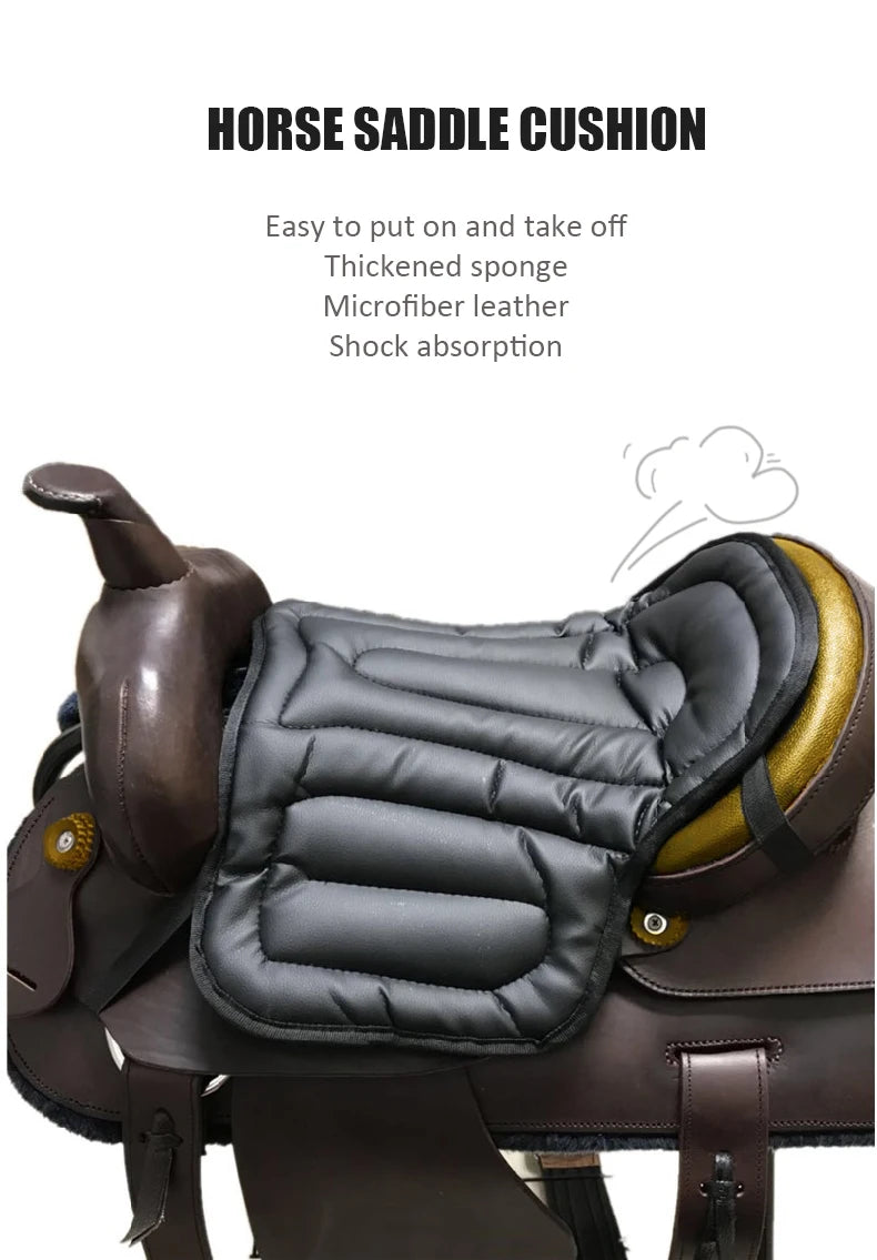 Horse Riding Saddle leather Pad , Shock absorbent , Soft Seat Western Long Saddle .