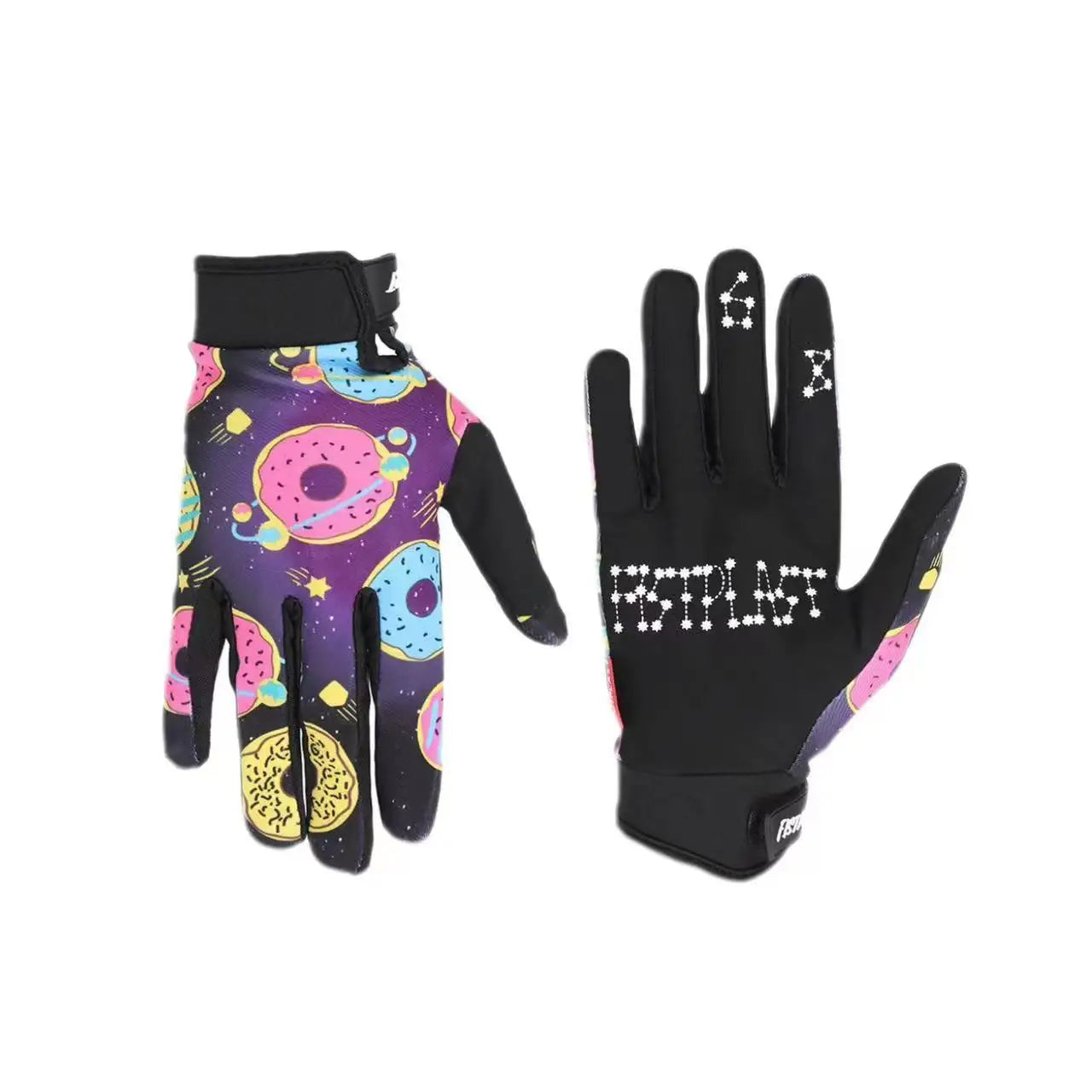 Kids Glitz Donut Wheel Gloves – Colorful Long-Finger Touchscreen Riding Gloves