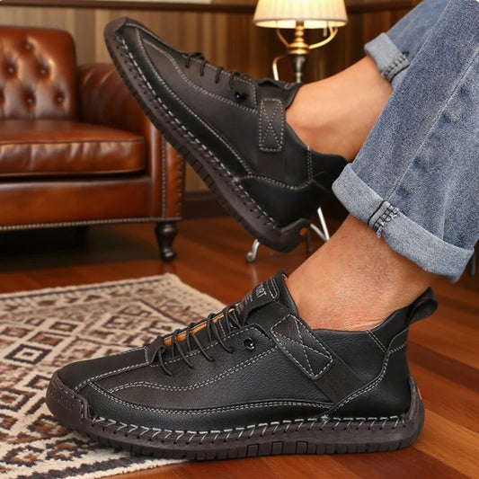 Men British Style Ankle Boots . Retro , Anti Slip , Leather Loafers , Handmade , Casual Soft Soled Shoes for Men - Ghoddosh