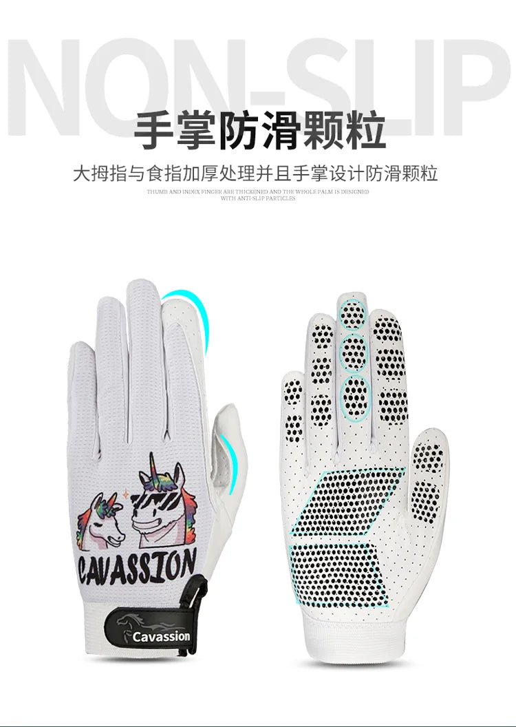 Horse riding gloves for children, white hand protector for riding horses for boys and girls
