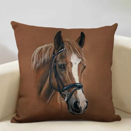 Horse Customized Cushion Cover  45x45cm Linen Pillow Case - Ghoddosh