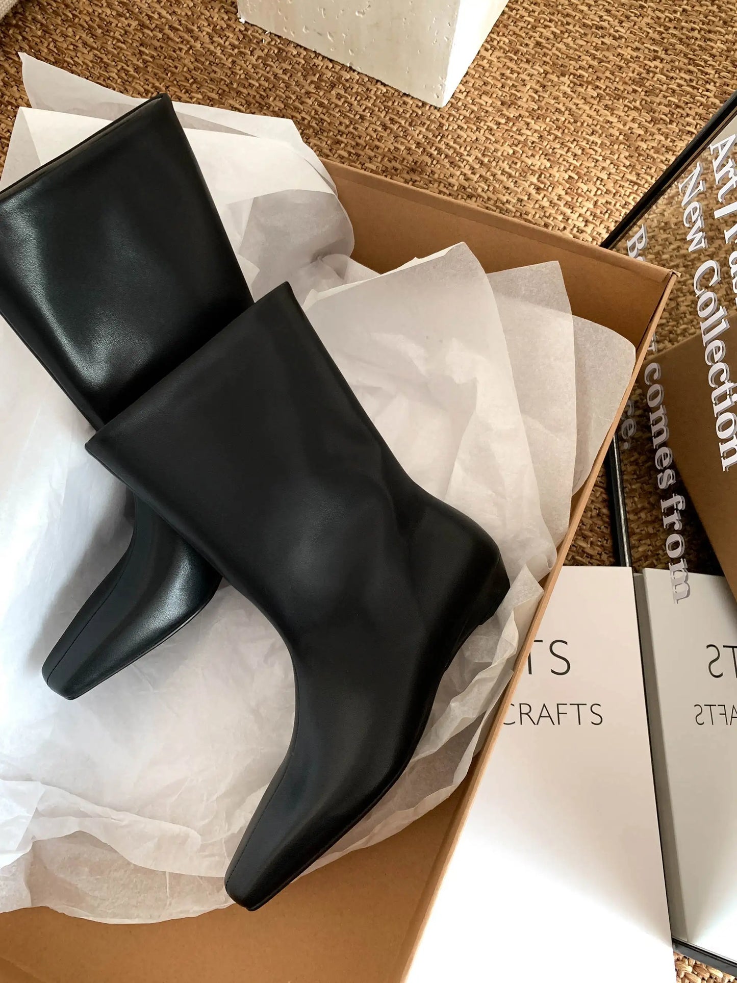 Suede Square Toe Low‑Heel  |  Casual & Modern Ankle Boots - Ghoddosh