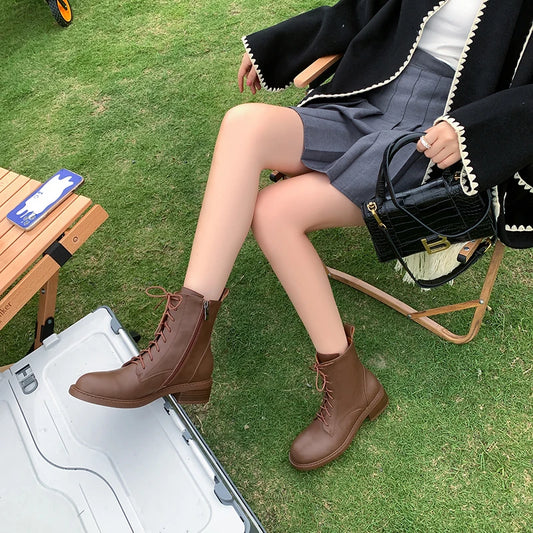 New Handmade Cow Leather Thick Heel -  Round Toe Modern Chelsea Ankle  Boots - Ghoddosh