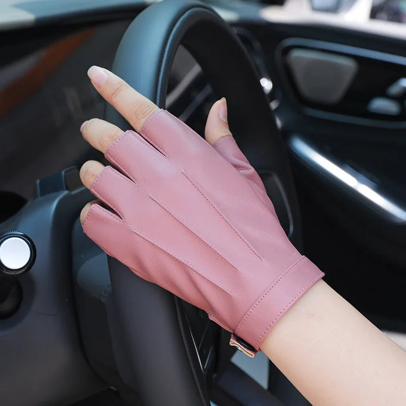 Men Women PU Leather Fingerless Gloves Half Finger Outdoor Tactical Leather Gloves . Ghoddosh