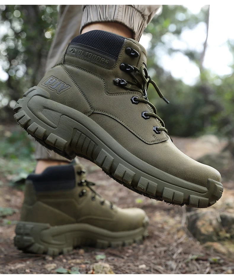 Top Leather Men's  Breathable  Boots , Outdoor Men Non-slip  Ankle Boots - Ghoddosh